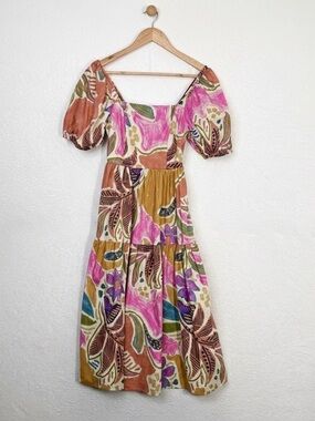 Crystal sky floral vacation, cotton dress, Xsmall